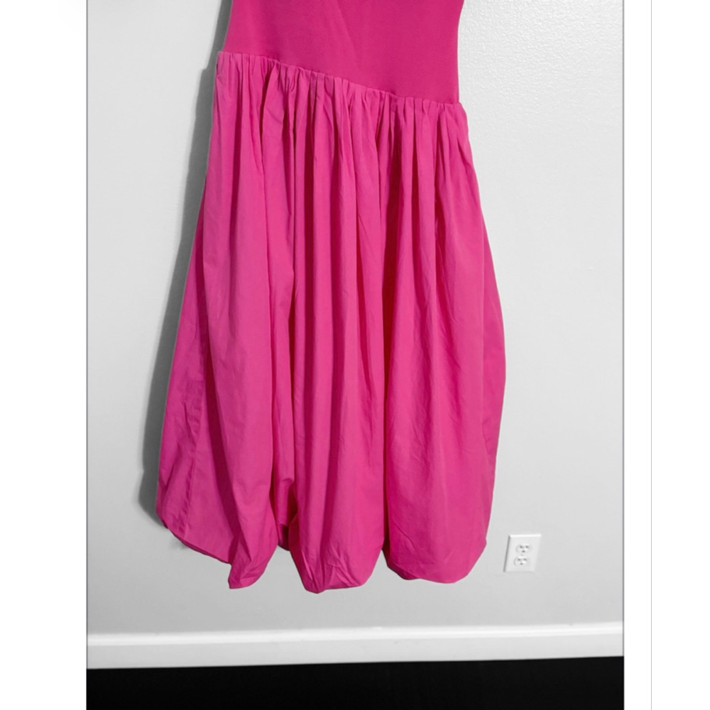 Derek Lam Pink Bubble Hem One Shoulder Midi Dress - Picture 7 of 10
